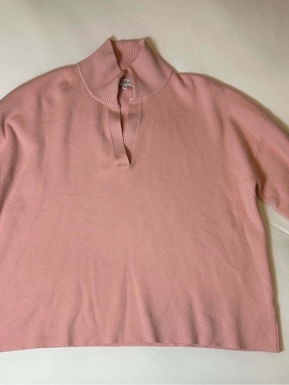 Avara Blush Pink Split Neck Sweater (Size Large)